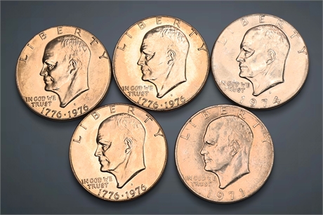 1971 - 1976 (5) Eisenhower Dollars