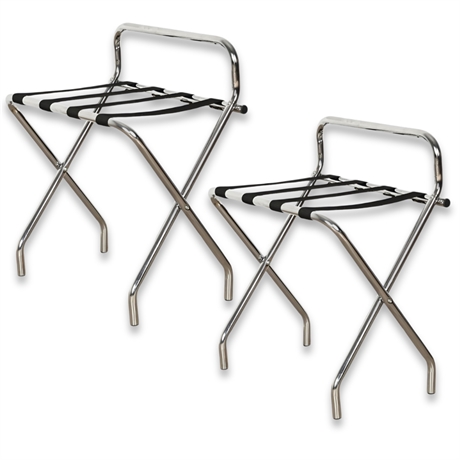 Pair - Vintage Chrome Luggage Stands