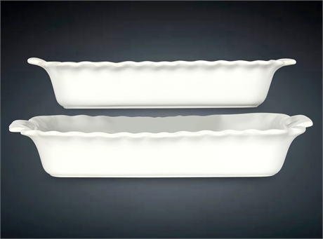 Pair Cordon Bleu Wavy White Casseroles