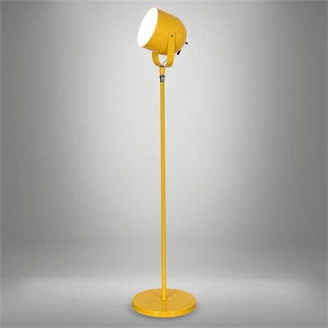 1960s Yellow Adjustable Spotlight Floor Lamp — Metal, 45″–63″