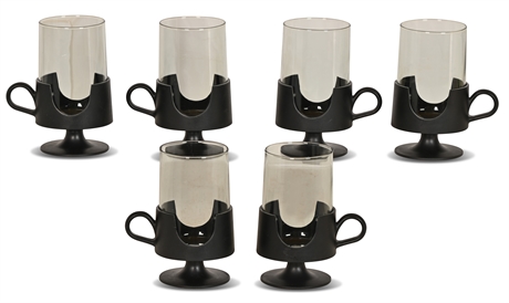 Mid-Century Modern Glass Coffee Cups- Set of 6