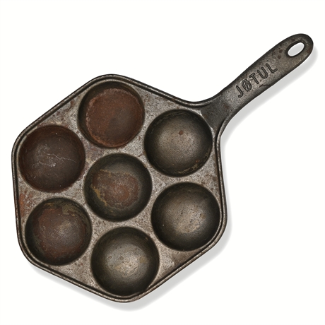 Jøtul Cast Iron Aebleskiver Pan #2 – Norway, 7‑Well Vintage