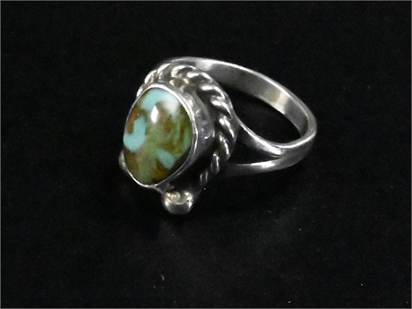 Vintage Sterling Silver & Turquoise Ring Size 2.5