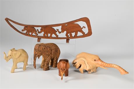 Carved Wood Elephants