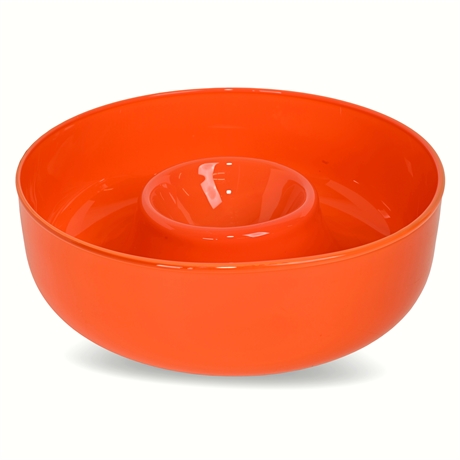 11" Mid-Century Blown Orange Cased Glass Chip & Dip Bowl