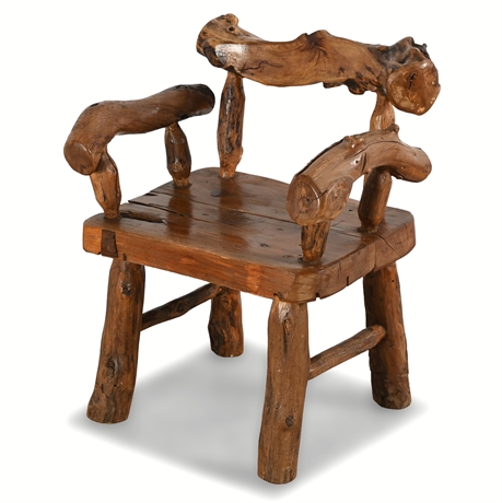 Handcrafted Rustic Log Armchair