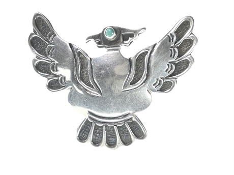 Sterling Silver & Turquoise Thunder Bird Brooch