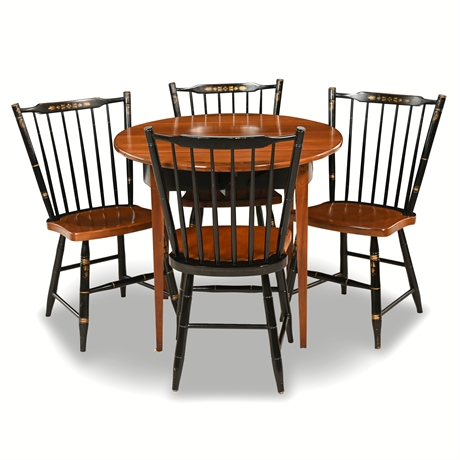 Classic Hitchcock Drop-Leaf Table and Ebonized Chair Ensemble
