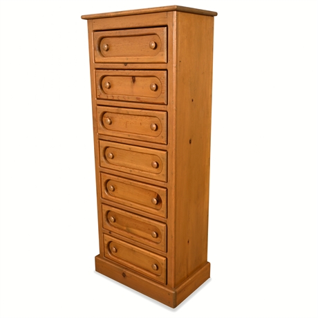 Chunky Solid Pine Tallboy Chest – 7 Drawers, Rustic Vintage