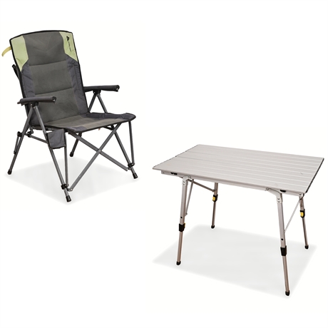 Ozark Trail Folding Aluminum Camping Table & High-Back Chair Set