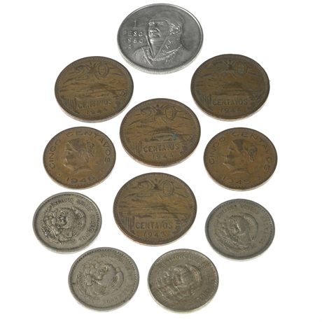 (11)  1930-1950's Mexican Pesos