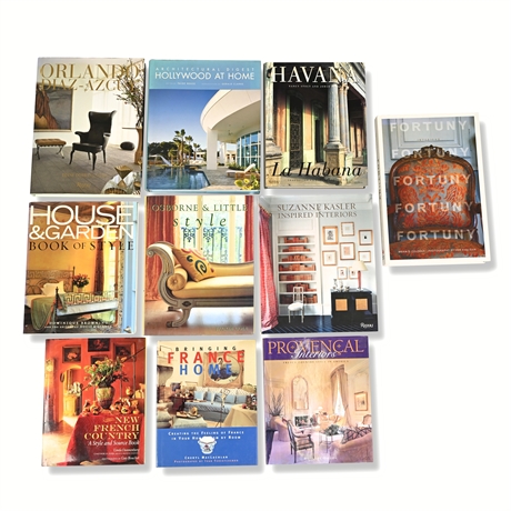 Designer Interior Design Books Lot of 10 – Rizzoli, AD, Fortuny, French Style