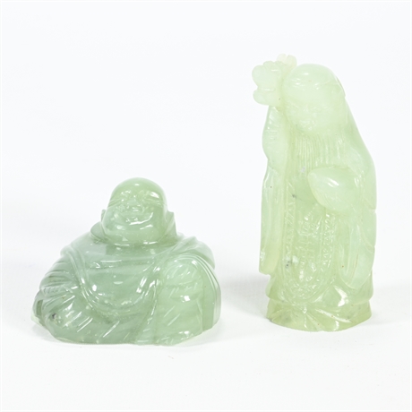Pair Carved Jade Figures