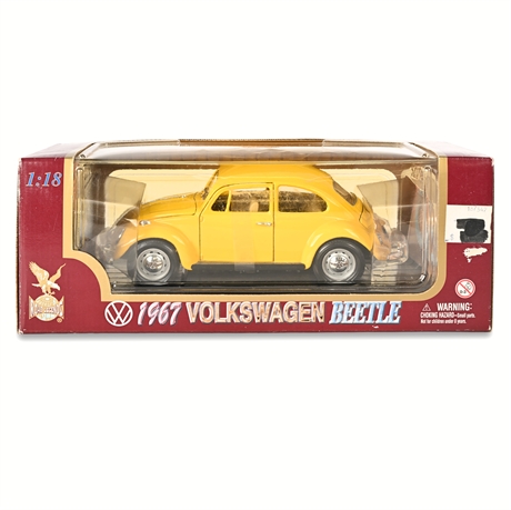 1967 Volkswagen Beetle 1:18 Die-Cast Model – Yellow, In Box