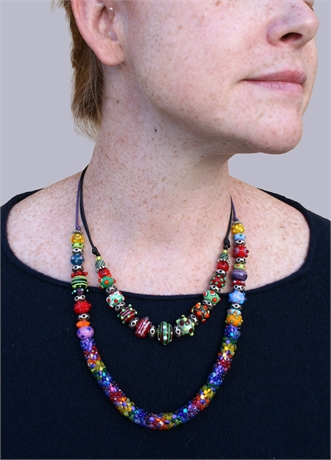 Tamara St Jean 'Colorful Handcrafted Glass Bead Necklace Set'