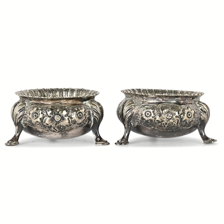 Pair of Briddon Brothers Sheffield Electroplated Footed Salt Cellars