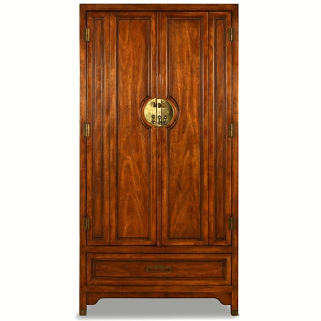 Asian Themed Wardrobe/Armoire with Brass Hardware