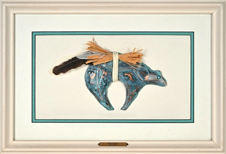 Bob Cooper “Bear Fetish” Patinated Copper Wall Sculpture – Framed