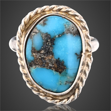 Vintage Navajo Sterling Silver &Turquoise Ring – Size 4.5