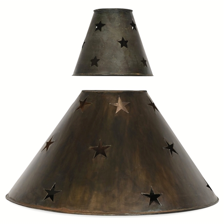 Set of 2 Reticulated Tin Lamp Shades with Star Design