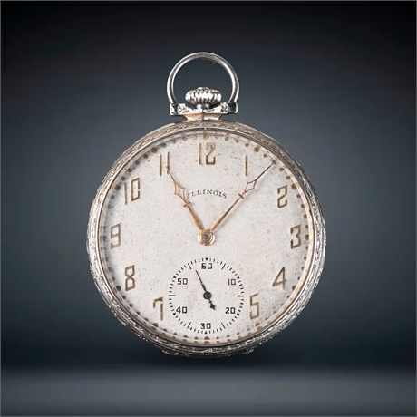 1920's Illinois 14K White Gold Pocket Watch