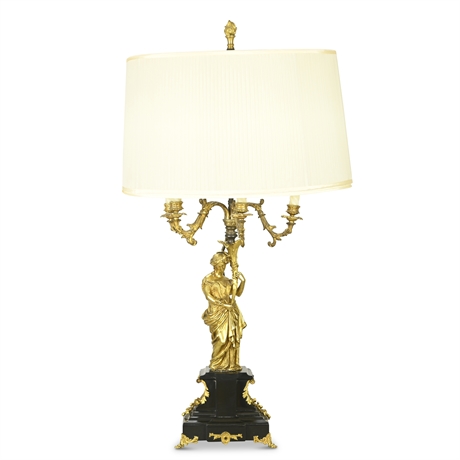 19th Century French Gilt Bronze Lamp