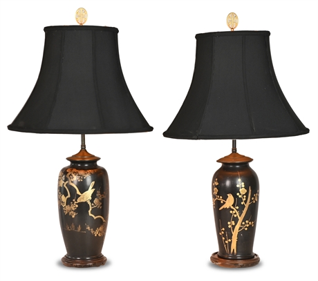 Antique Japanese Lacquered Style Lamps
