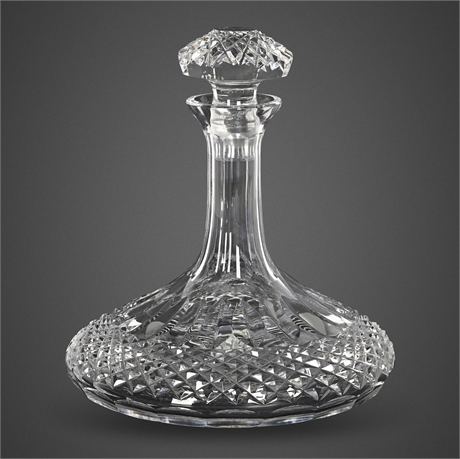 Galway Irish Lead Crystal Ships Decanter — Diamond & Wedge Cut, Mushroom Stopper