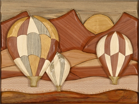 Martinez Woods - Hot Air Balloons Intarsia Art Panel