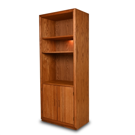 Lighted Oak Bookcase