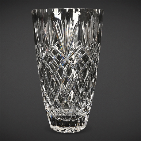10" Brilliant Cut Crystal Vase – Star & Fan Design, Polished Base