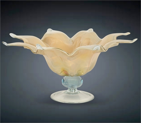 Vintage 21" Hand-Blown Murano Footed Flower Bowl