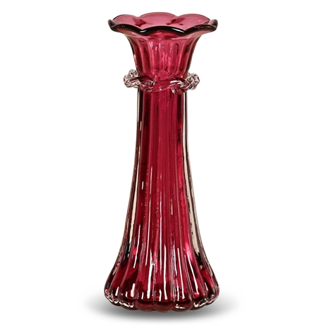 Antique Pilgrim Cranberry Glass Bud Vase