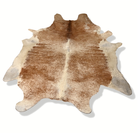 Large Brown & White Speckled Cowhide Rug – Natural Hair-On Hide