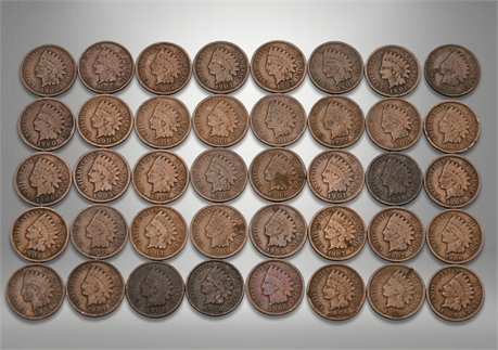 (40) 1900-1909 Indian Head Pennies