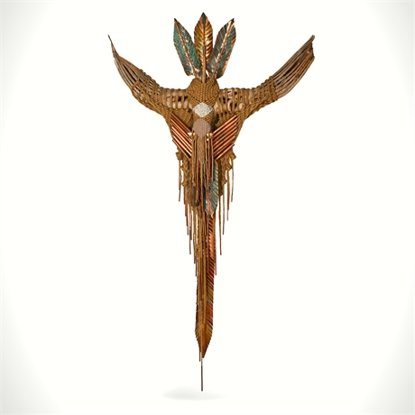 Large Copper, Wood & Rope Wall Sculpture by Brian Juhring