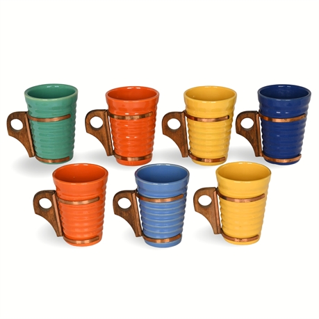 Set of 7 Bauer Ringware Mugs