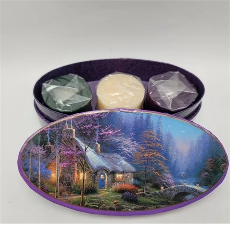 Thomas Kinkade Twilight Cottage  Box and Votive Candles