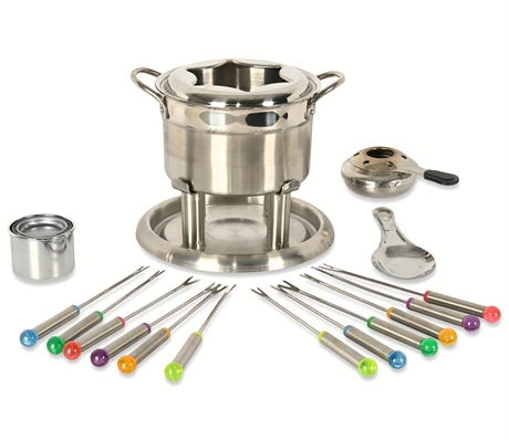 Farberware Stainless Steel Fondue Set – 12 Forks & Burner