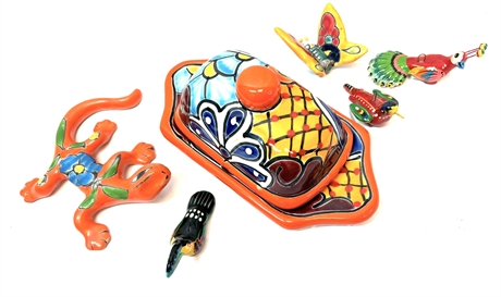 Talavera Butter Dish and Guatemalan Ornaments