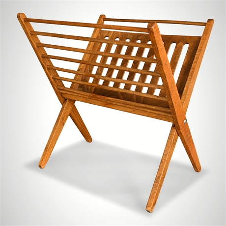 Cesare Lacca Style Italian Mid-Century Folding Magazine Rack in Beech