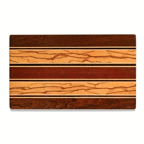 Handcrafted Mixed Exotic Hardwood Cutting Board, Edge-Grain Stripe