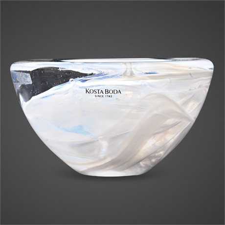 Kosta Boda Atoll Votive Bowl – Anna Ehrner White Swirl