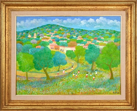 Aurelio Pescina - Vibrant Landscape with Village