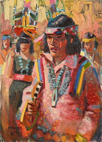 Native American Ceremony Oil Painting