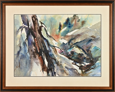 Madeline Bohanon 'Trees at Wood Lake' Original Watercolor