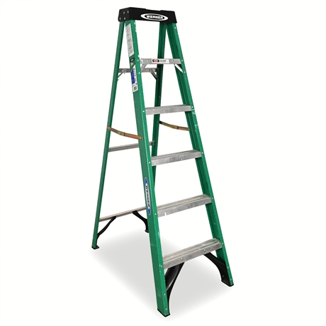 Werner 6 ft Fiberglass Step Ladder, 225 lb Capacity, FS206
