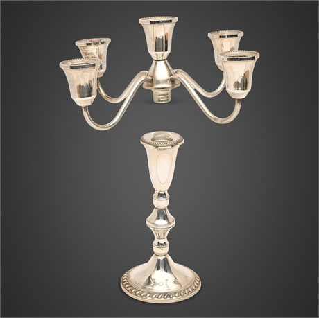 Sterling Silver 5-Light Convertible Candelabra by Duchin Creation