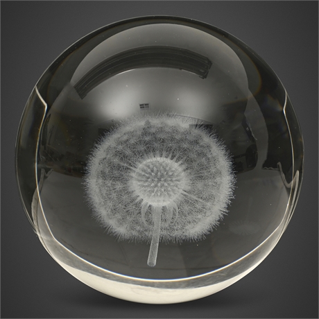 3" Dandelion Crystal Sphere – Optical Glass Art Sculpture