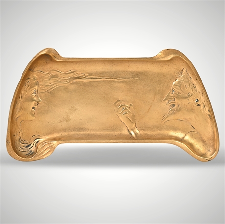 Art Nouveau Gilt Bronze Vide-Poche Tray – Female & Satyr, Model No. 1657, c.1900